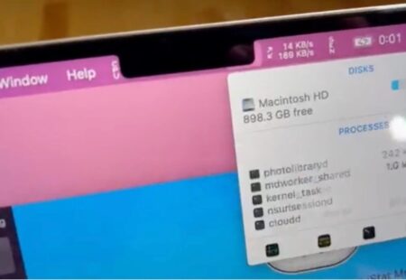 新しいMacBook Proのノッチでステータスバーの項目が隠れてしまう動画が投稿される