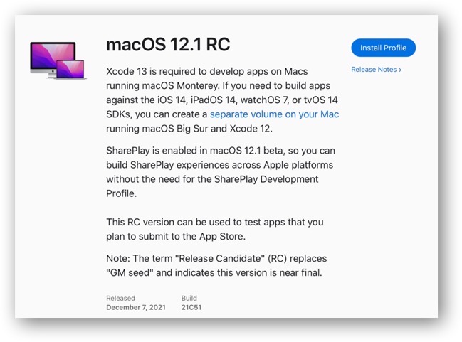 MacOS 12 1 RC
