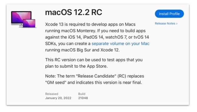 MacOS 12 2 RC