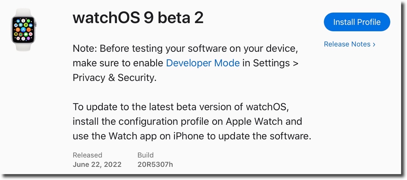 WatchOS 9 beta 2