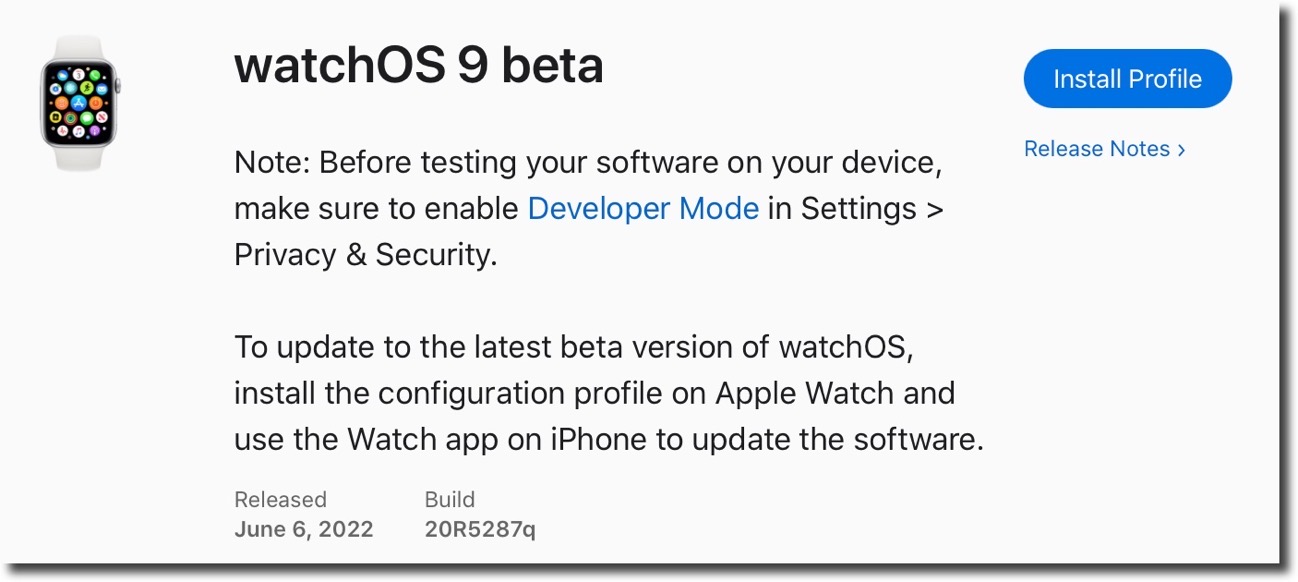 WatchOS 9 beta