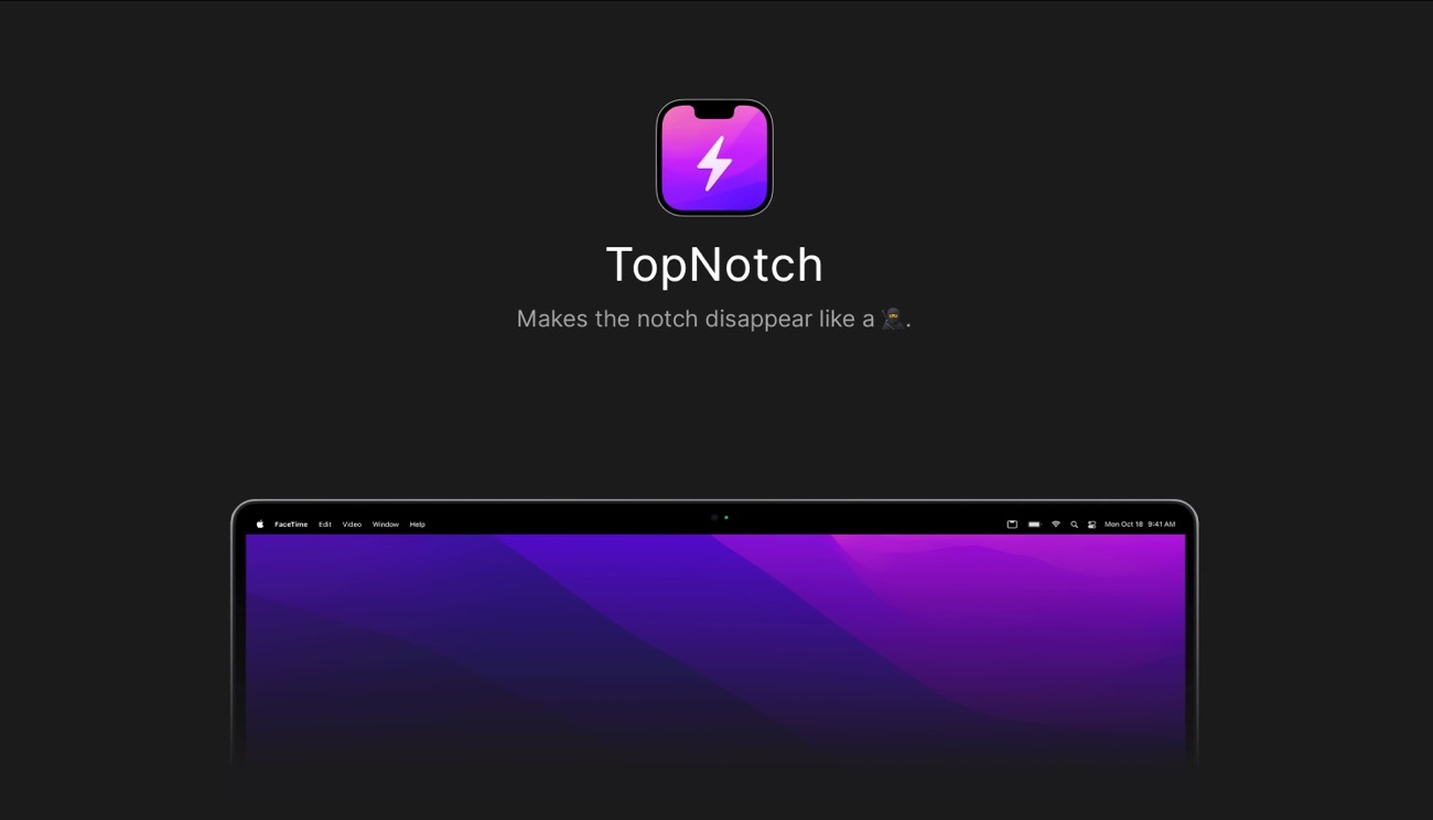 MacBook ProおよびAirのディスプレイノッチを隠す、無料のアプリ「TopNotch」