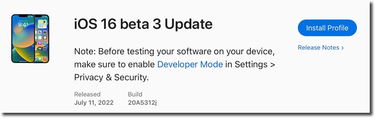 IOS 16 beta 3 Update