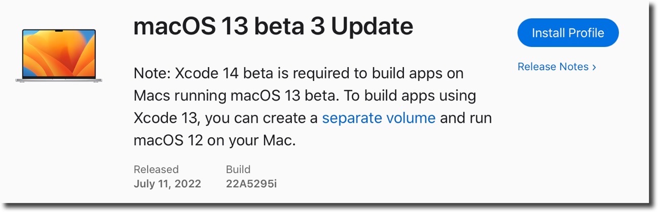 MacOS 13 beta 3 Update
