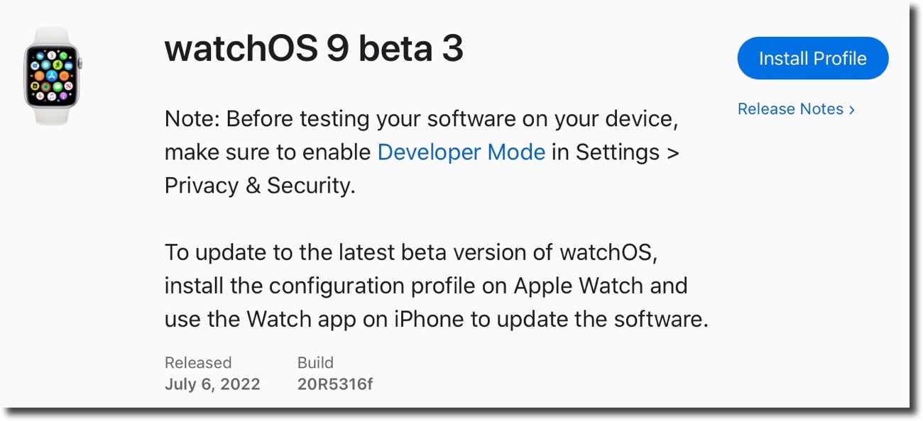 WatchOS 9 beta 3