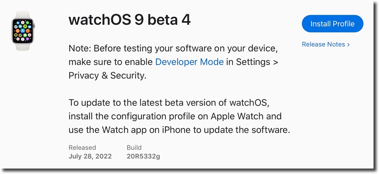 WatchOS 9 beta 4