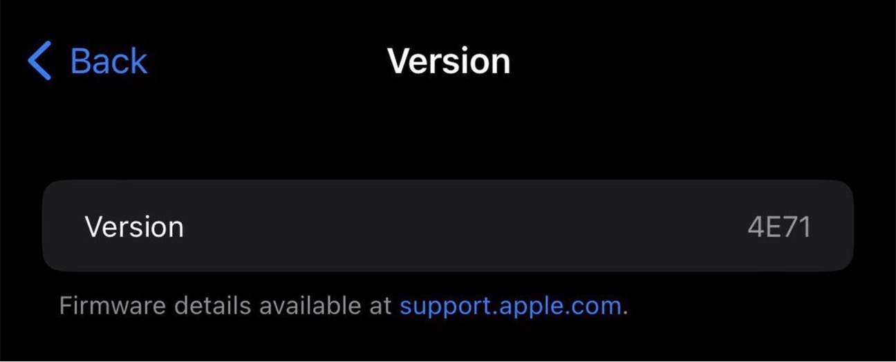 AirPods firmware version