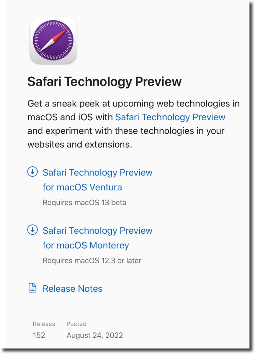 Safari Technology Preview 152 001
