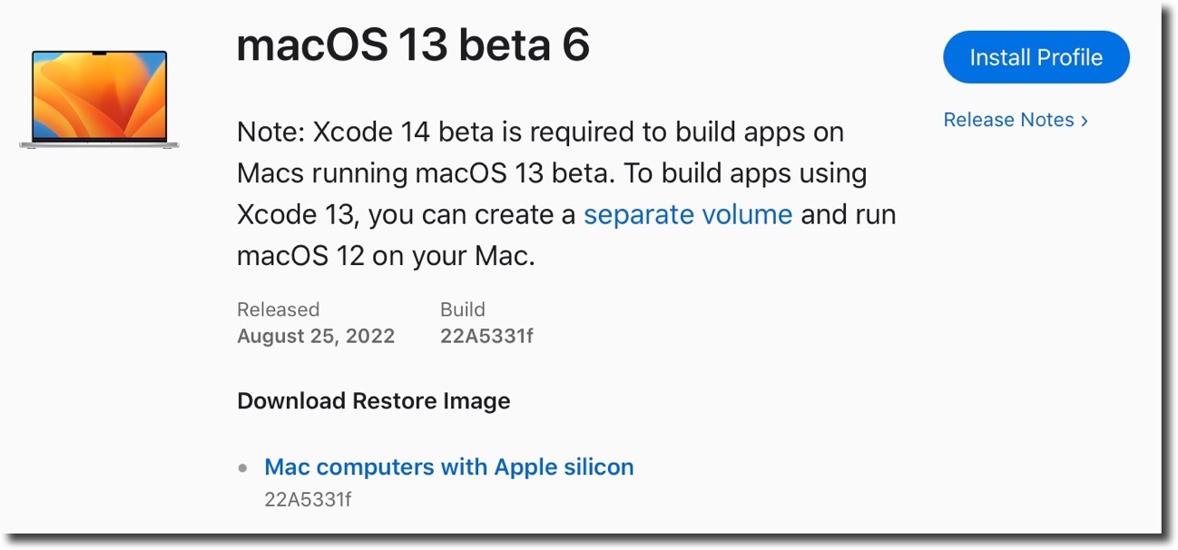 MacOS 13 beta 6
