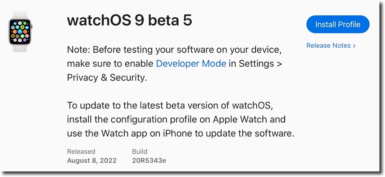 WatchOS 9 beta 5