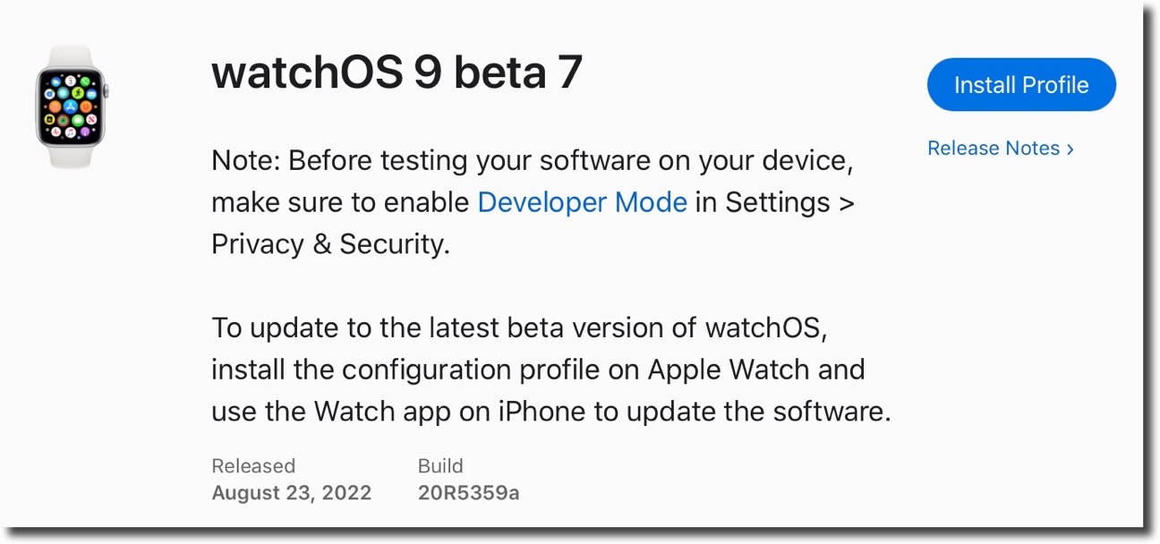 WatchOS 9 beta 7
