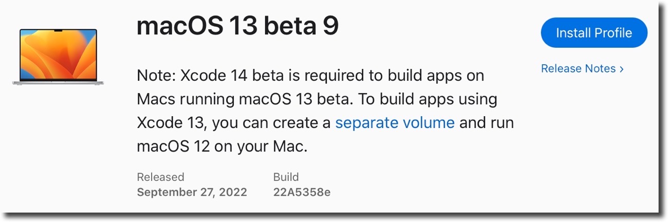MacOS 13 beta 9