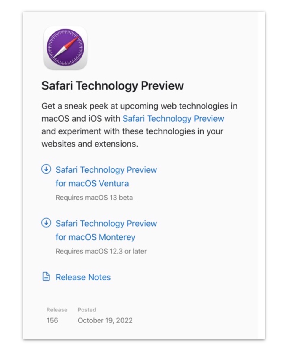 Safari Technology Preview 156