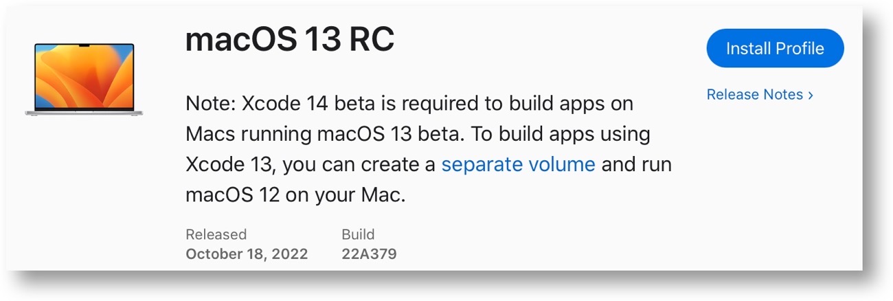 MacOS 13 RC