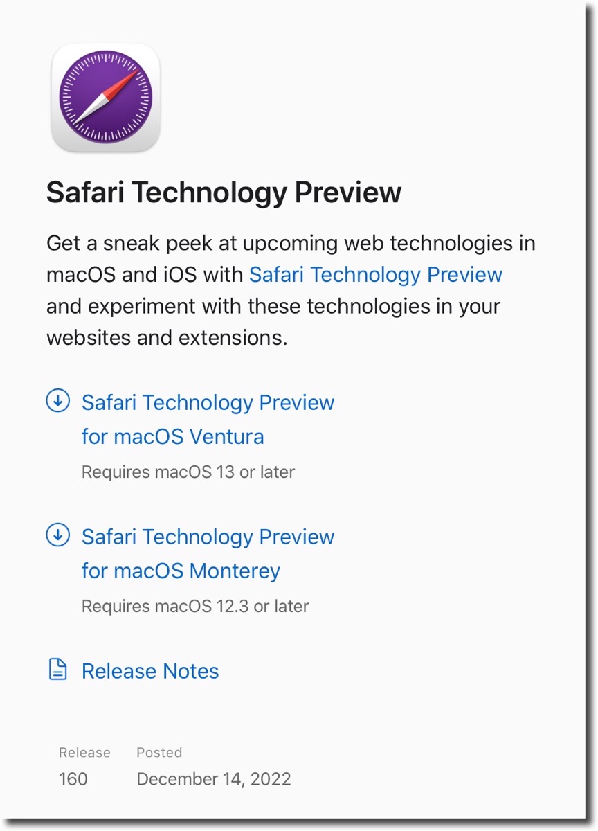 Safari Technology Preview 160