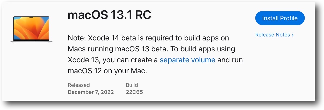 MacOS 13 1 RC