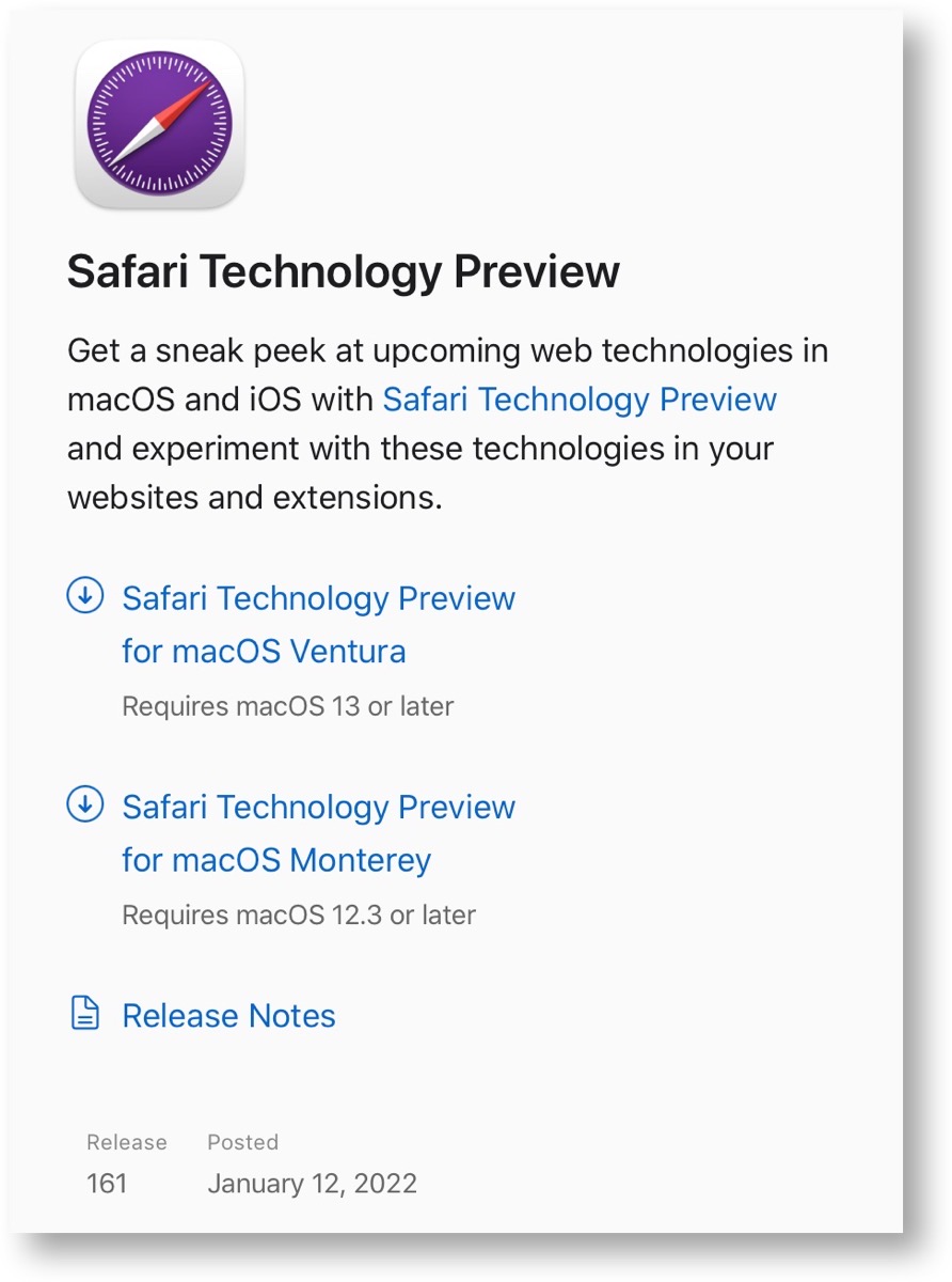 Safari Technology Preview 161