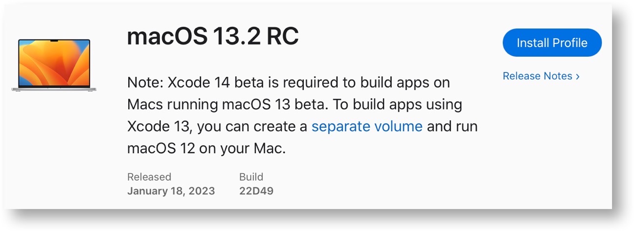 MacOS 13 2 RC
