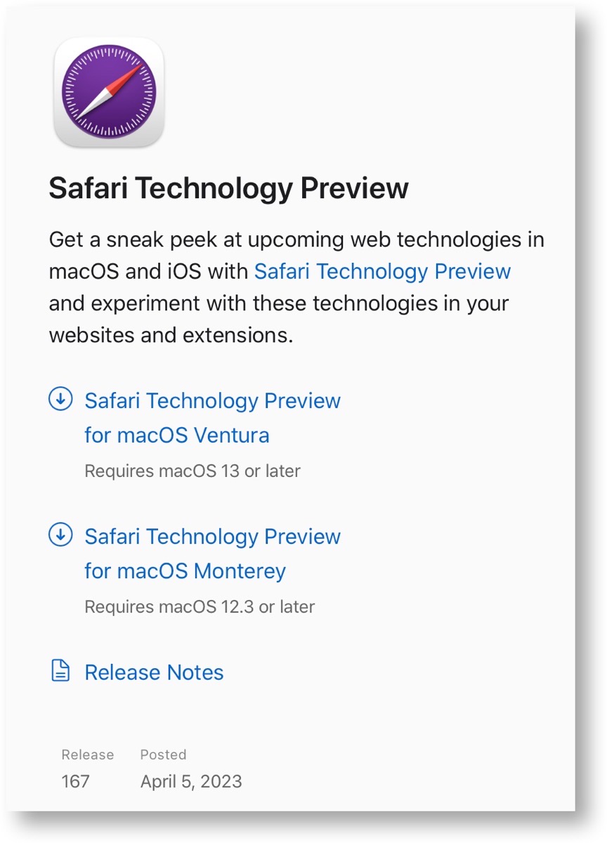 Safari Technology Preview 167
