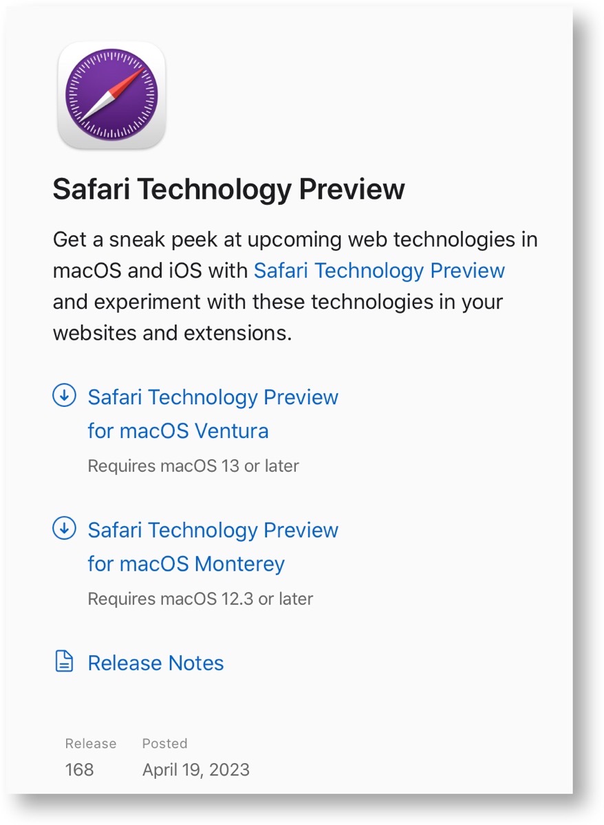 Safari Technology Preview 168