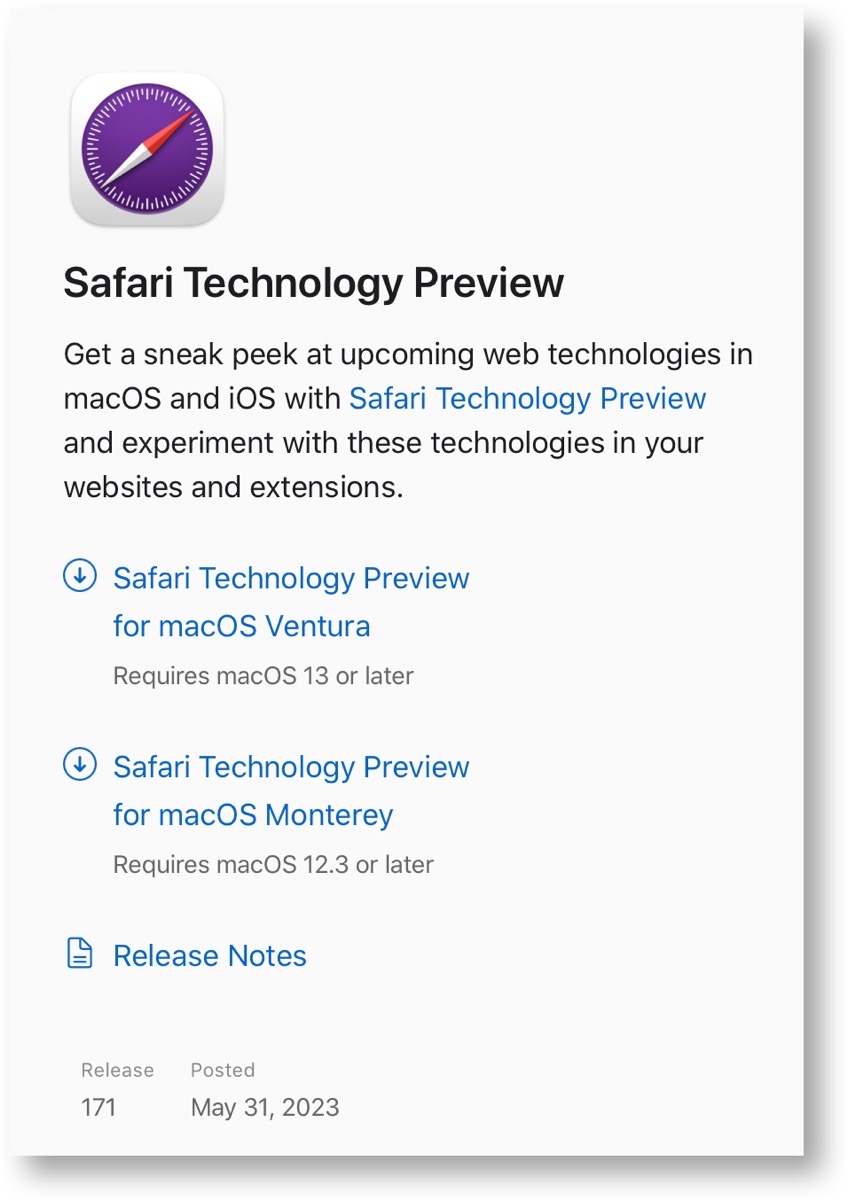 Safari Technology Preview 171