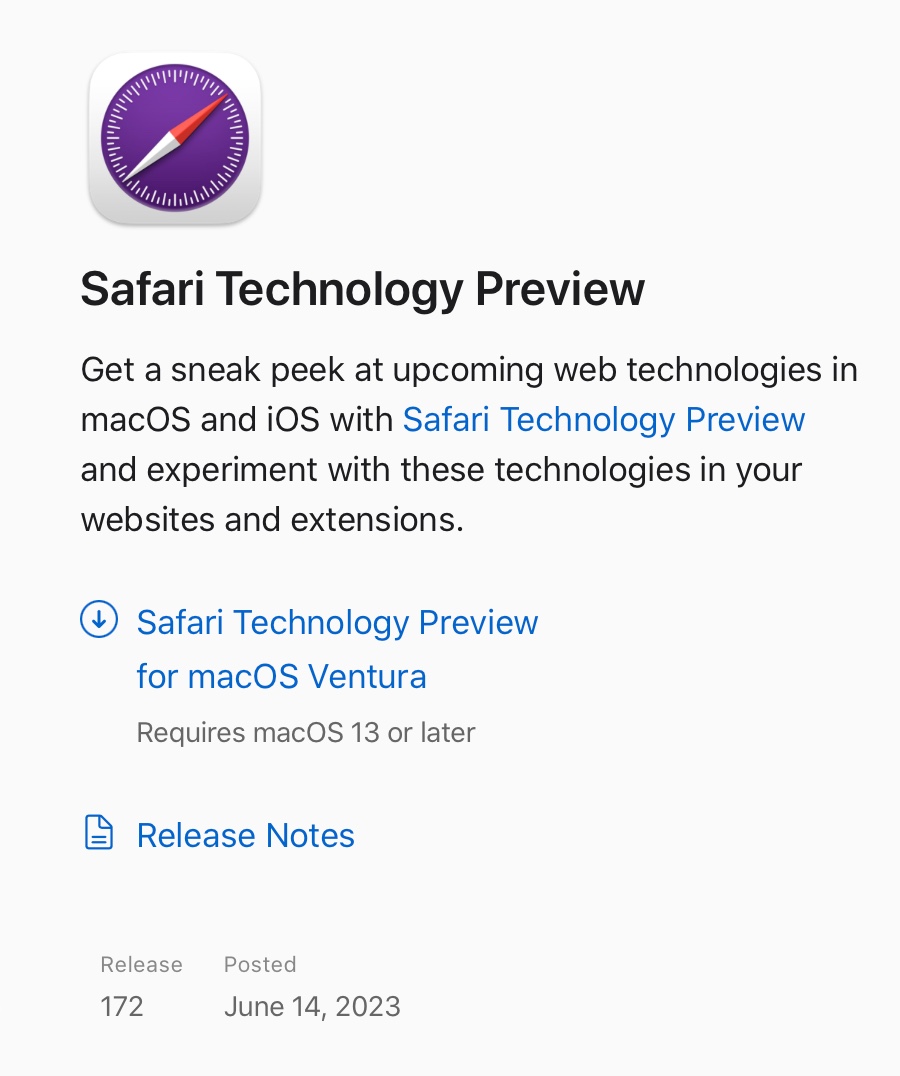 Safari Technology Preview 172