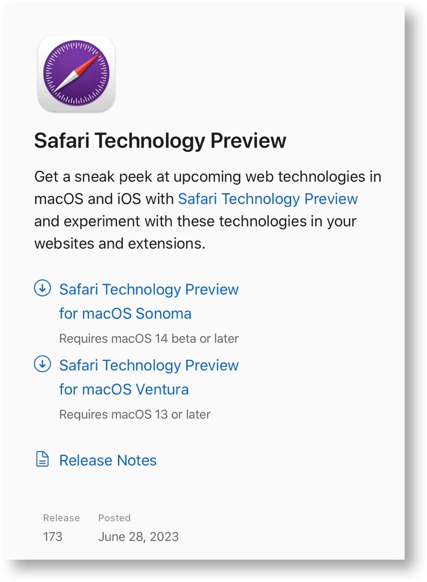Safari Technology Preview 173 01