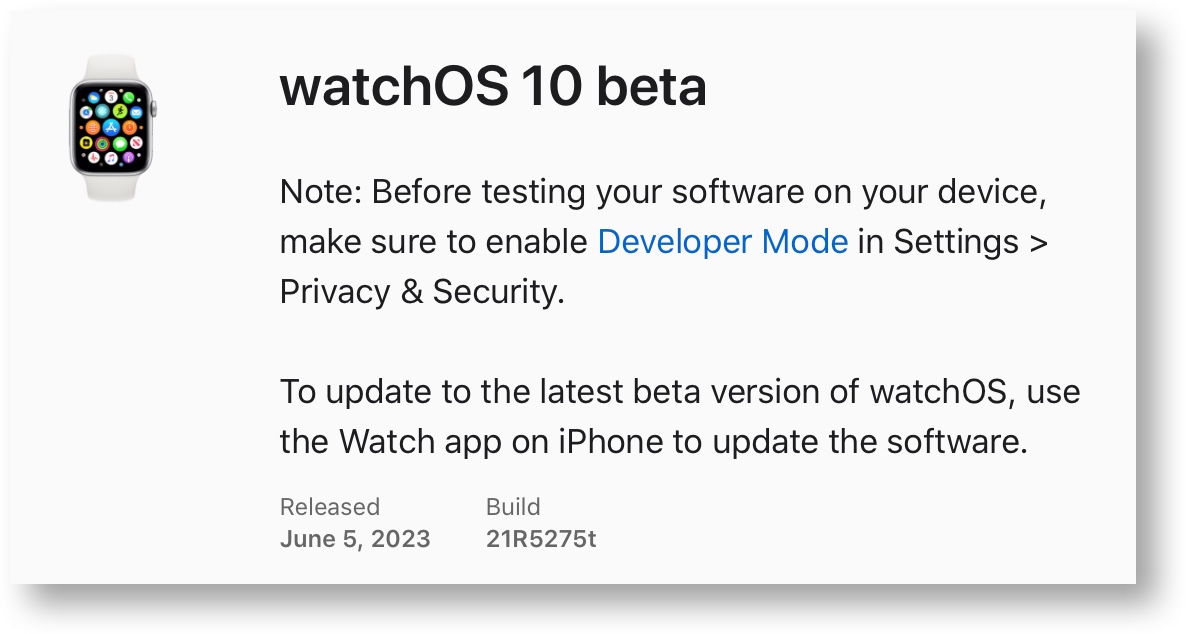 WatchOS 10 beta