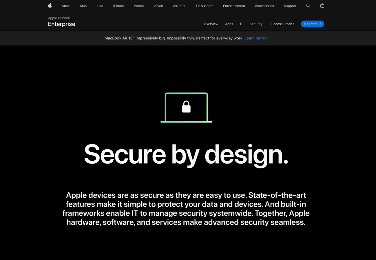 Appleの揺るぎない盾、エンタープライズウェブサイトの新しいセキュリティセクションの組み込み防御機能へのガイド