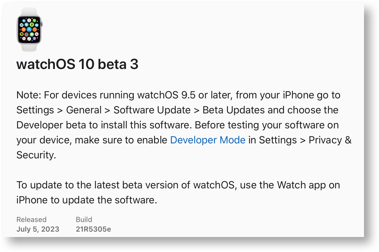 WatchOS 10 beta 3