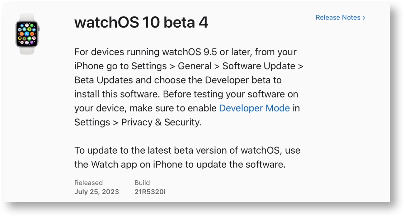 WatchOS 10 beta 4