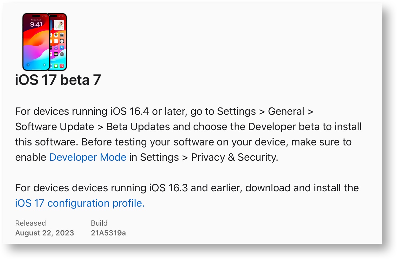 IOS 17 beta 7