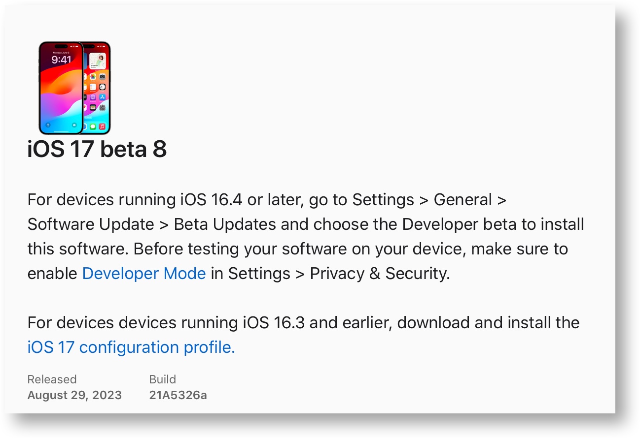 IOS 17 beta 8
