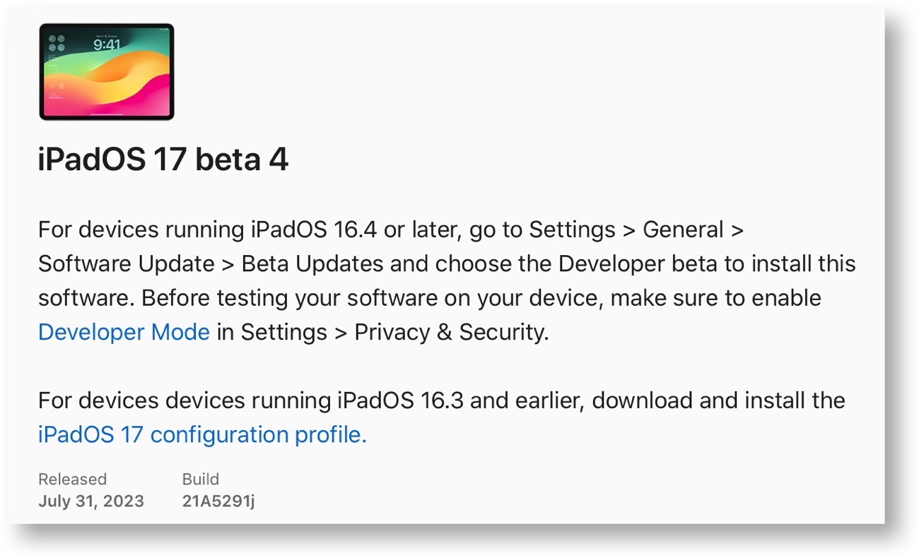 IPadOS 17 beta 4