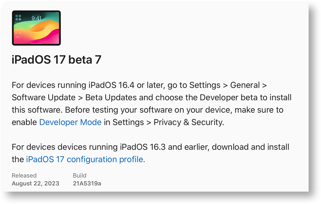IPadOS 17 beta 7
