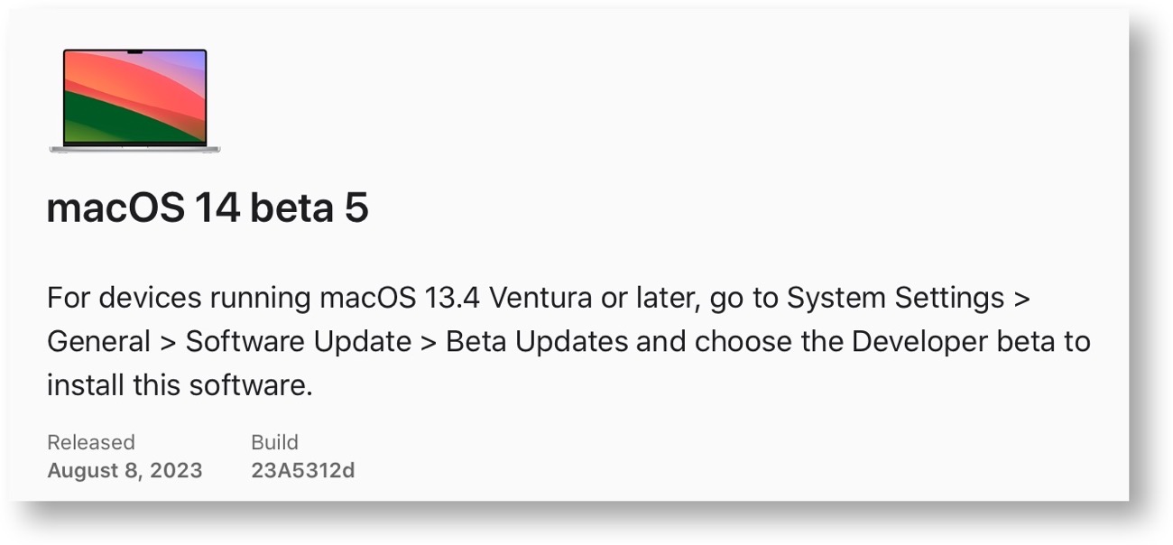 MacOS 14 beta 5