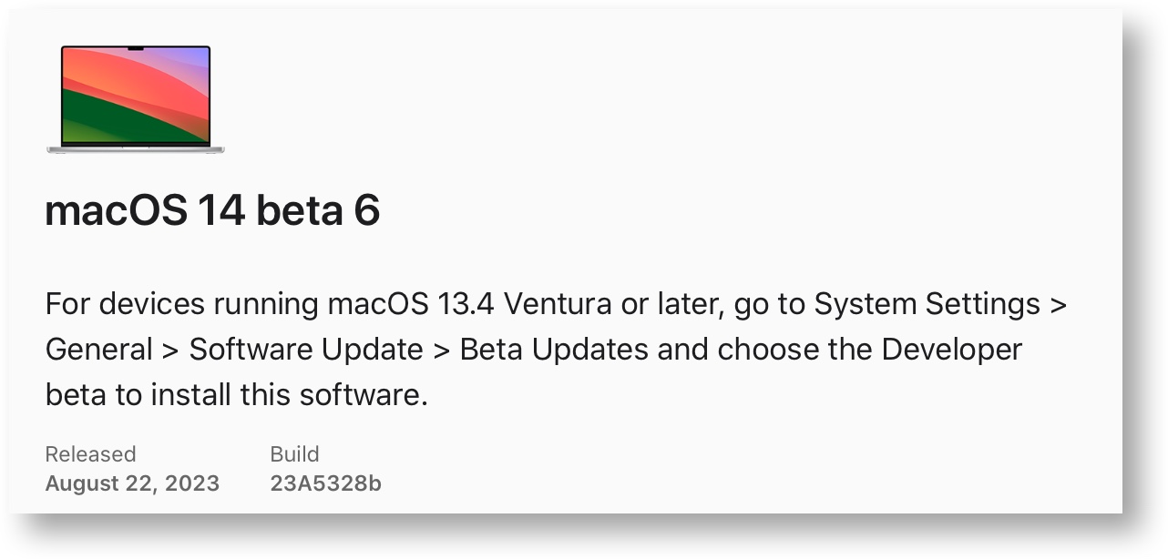MacOS 14 beta 6