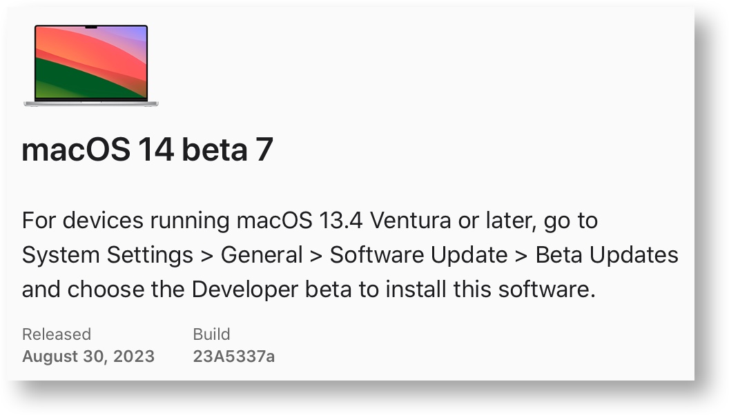 MacOS 14 beta 7