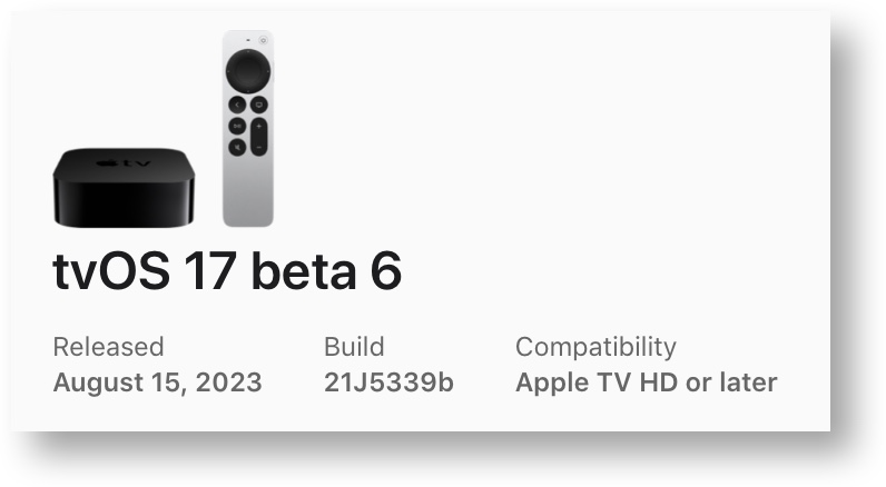 TvOS 17 beta 6