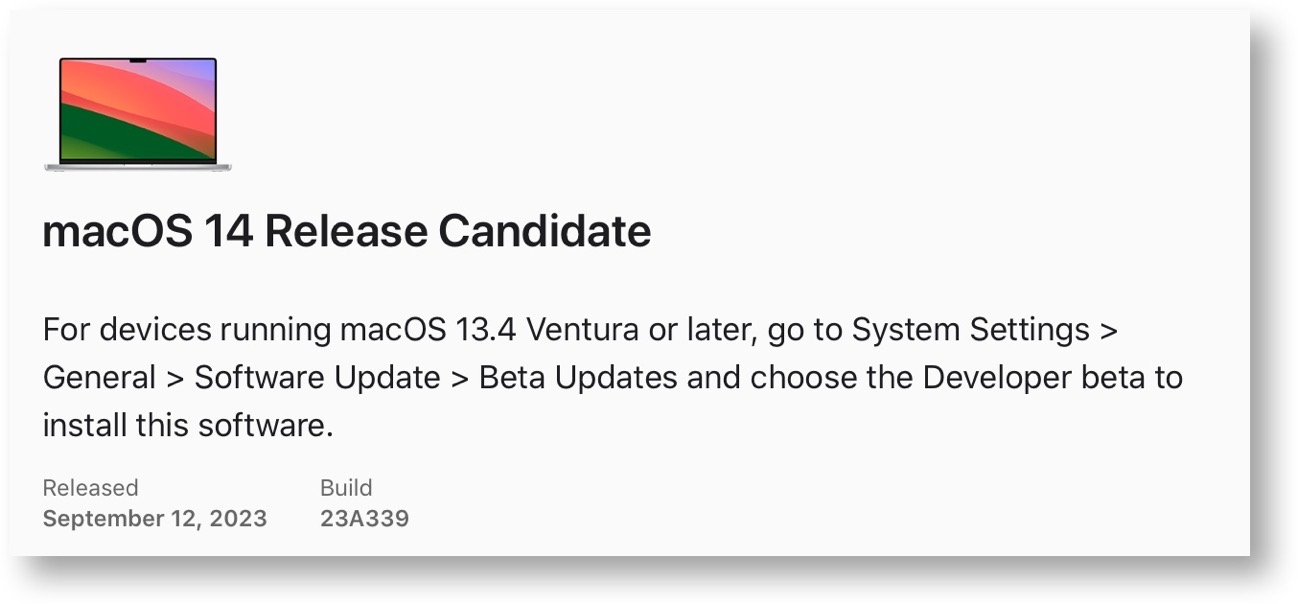 MacOS 14 Release Candidate