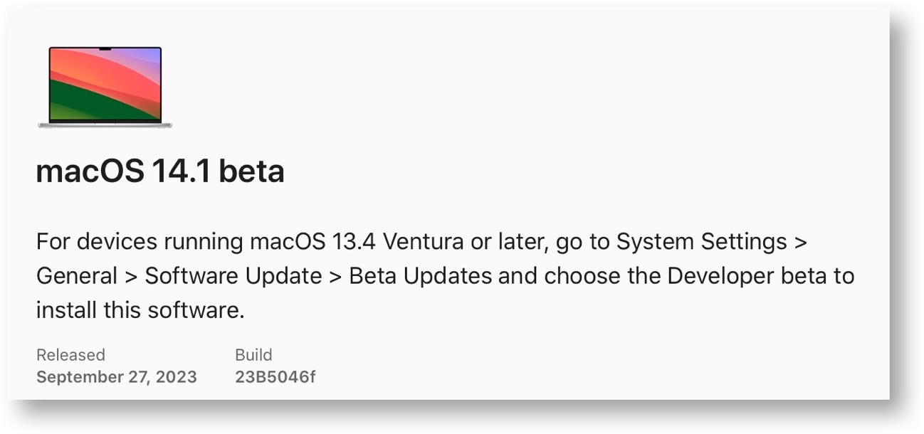 MacOS 14 1 beta