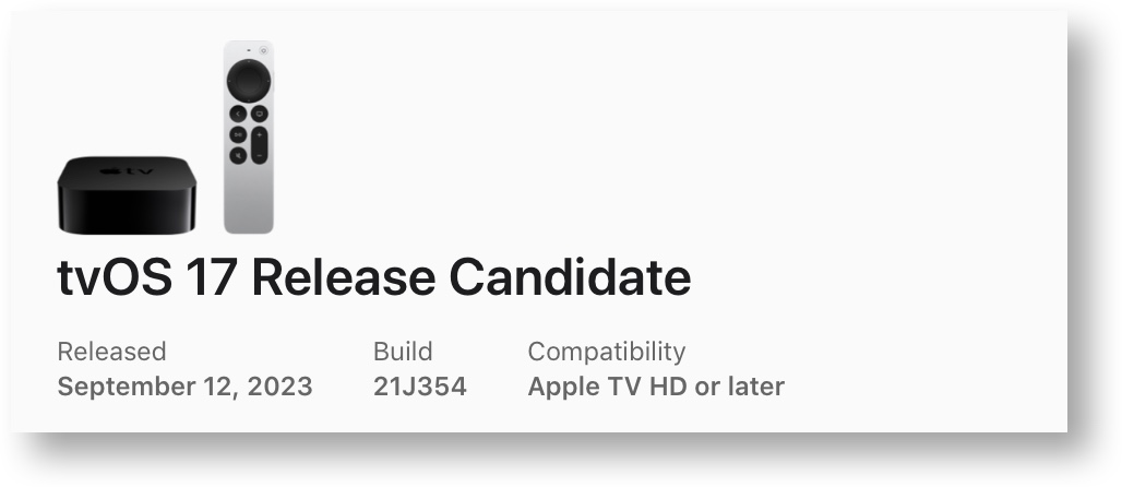 TvOS 17 Release Candidate