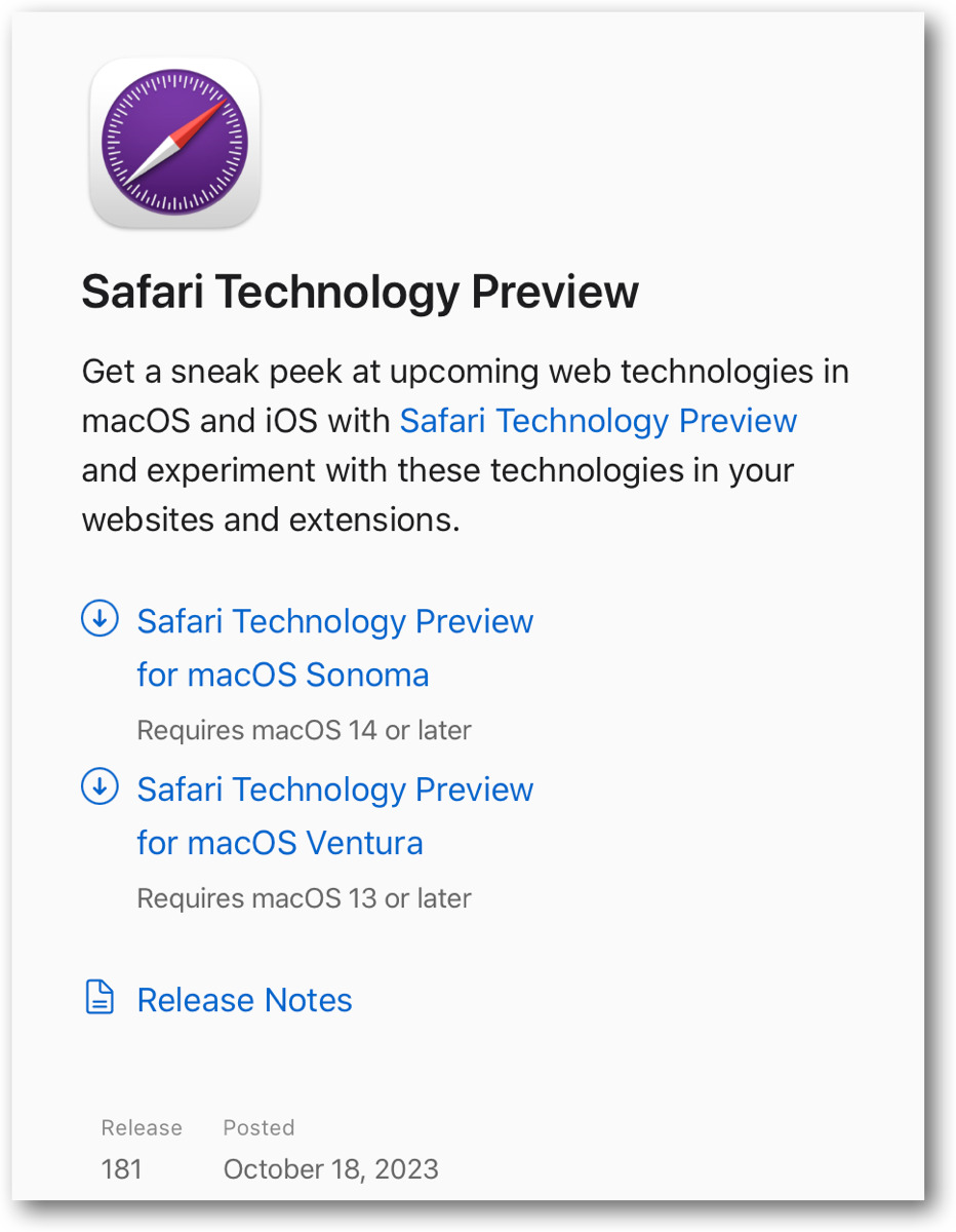 Safari Technology Preview 181