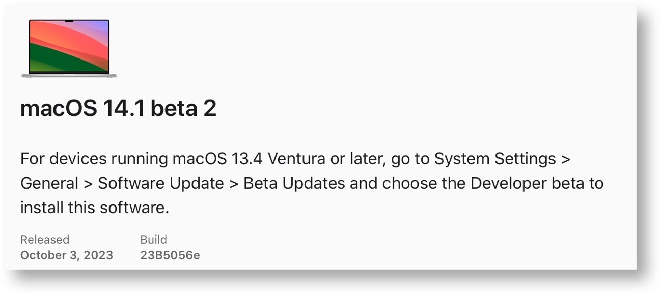 MacOS 14 1 beta 2