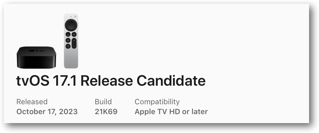 TvOS 17 1 Release Candidate