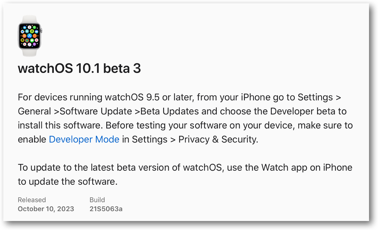 WatchOS 10 1 beta 3