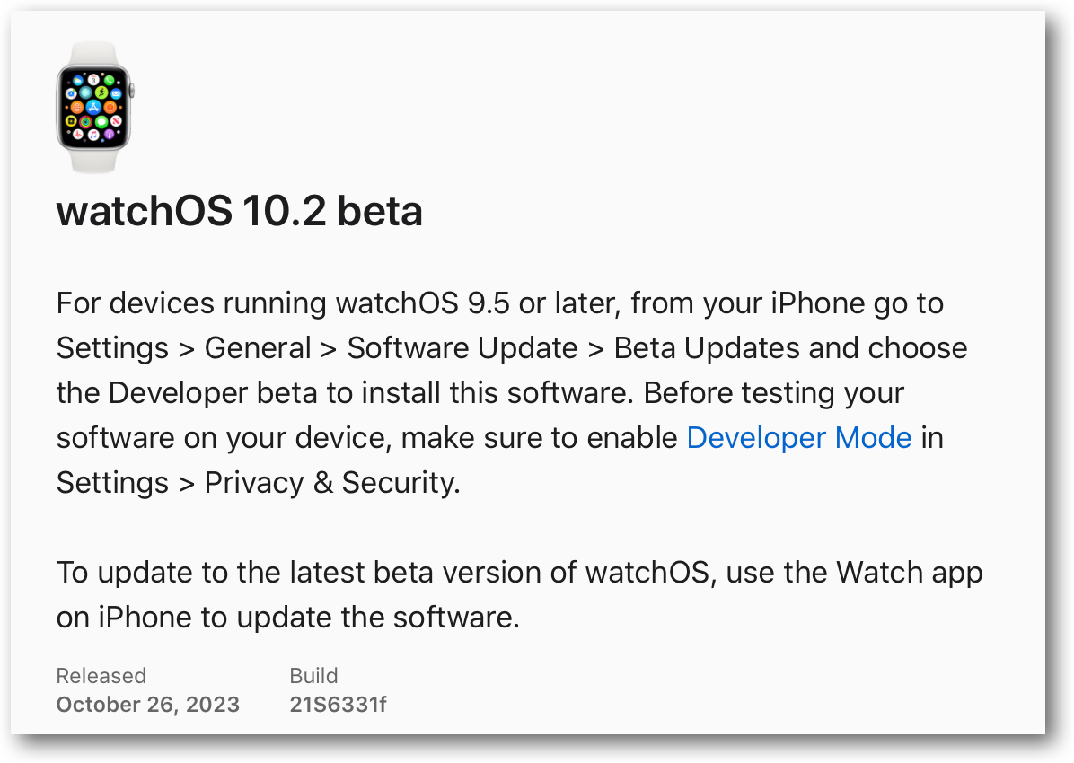 WatchOS 10 2 beta