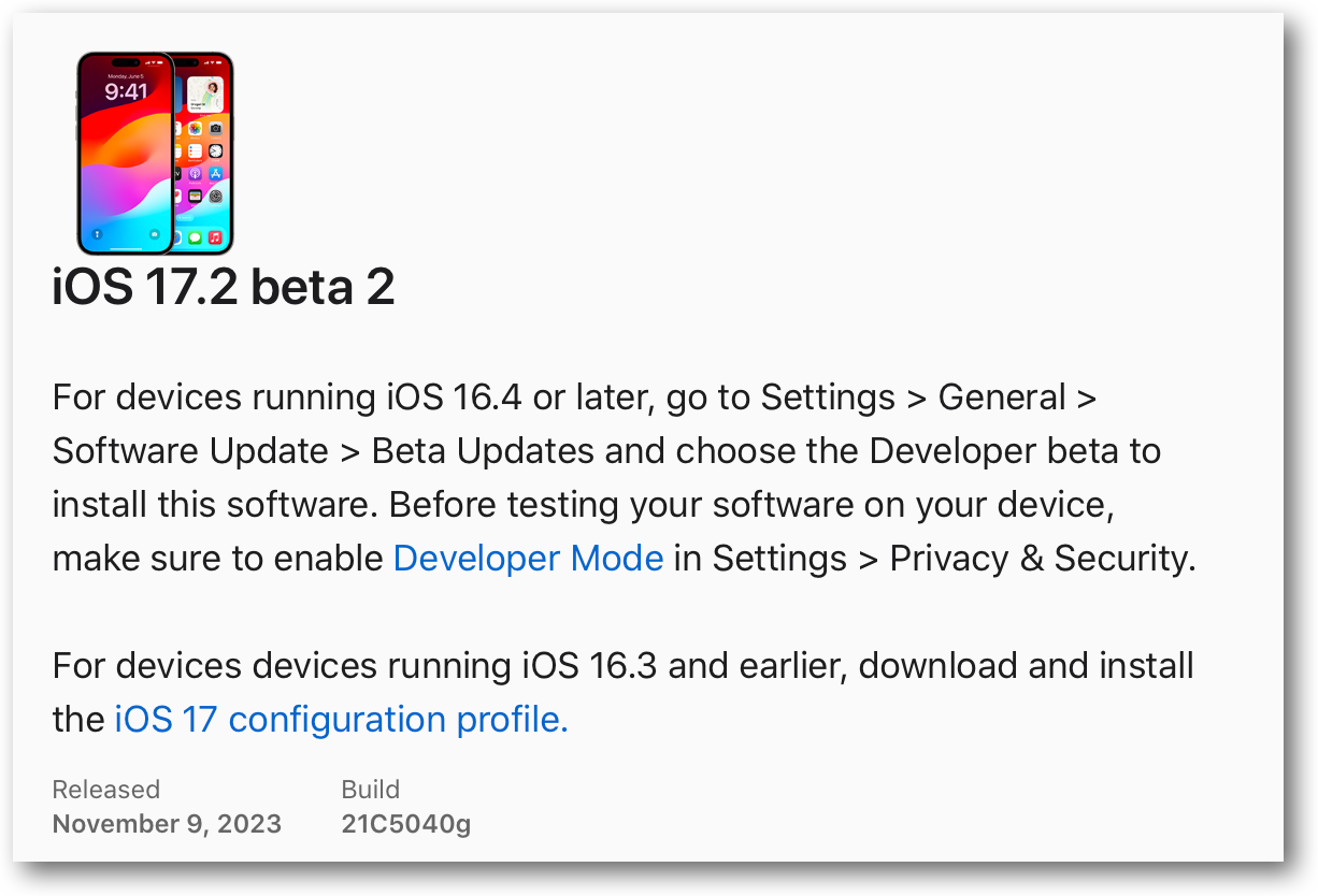 IOS 17 2 beta 2