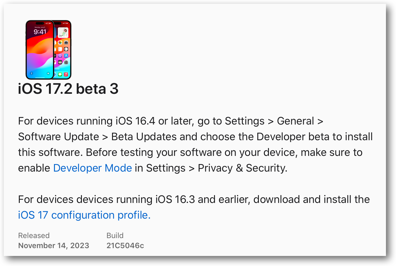 IOS 17 2 beta 3