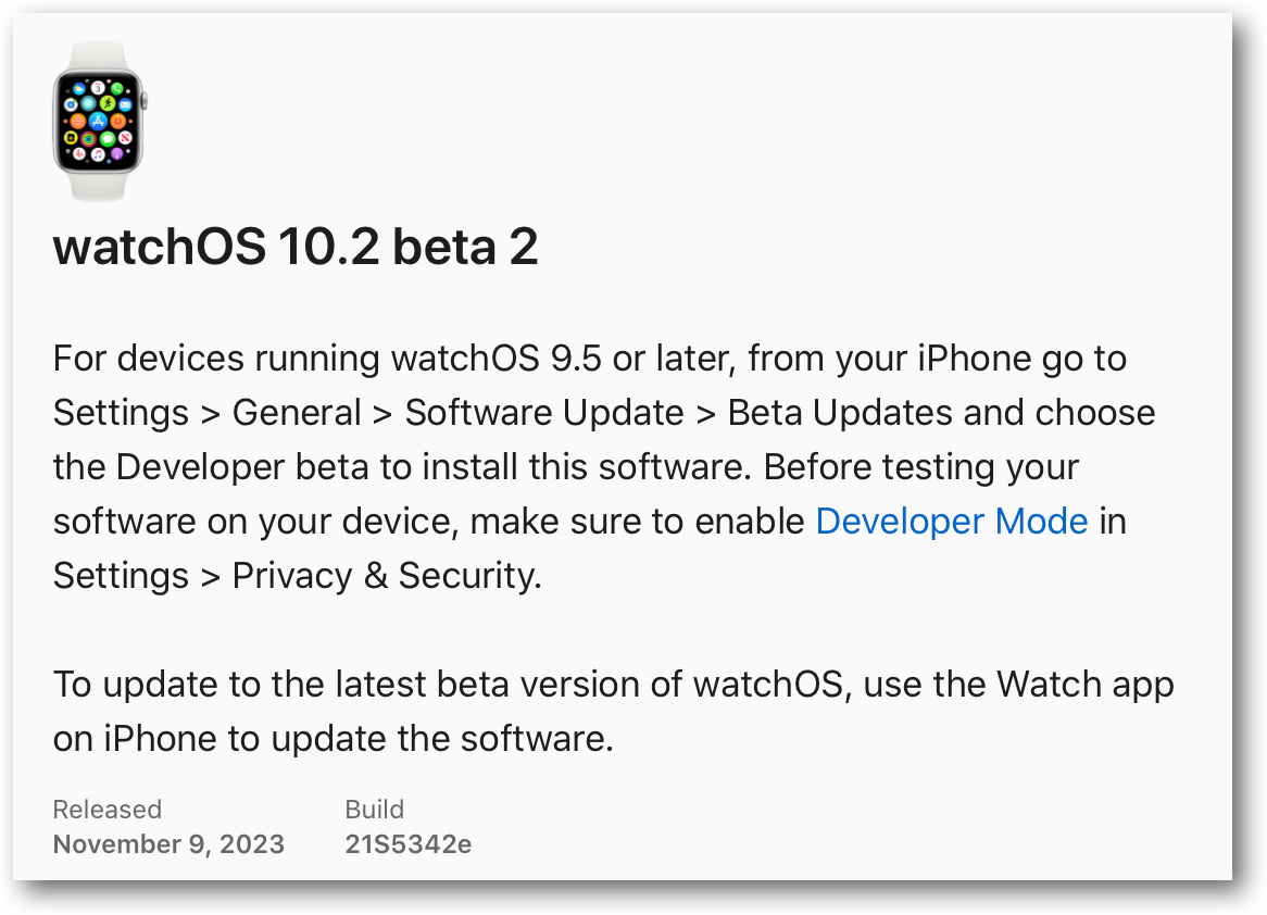 WatchOS 10 2 beta 2